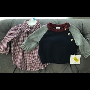 NWT Starting Out Sweater & Plaid Shirt, 3 Months